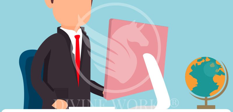 Free Adobe Illustrator Man Working On Computer Vector Illustration by Divine Works