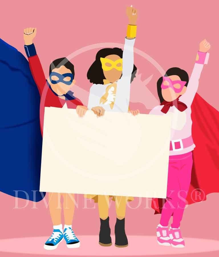 Free Adobe Illustrator Super Kids Vector Illustration by Divine Works