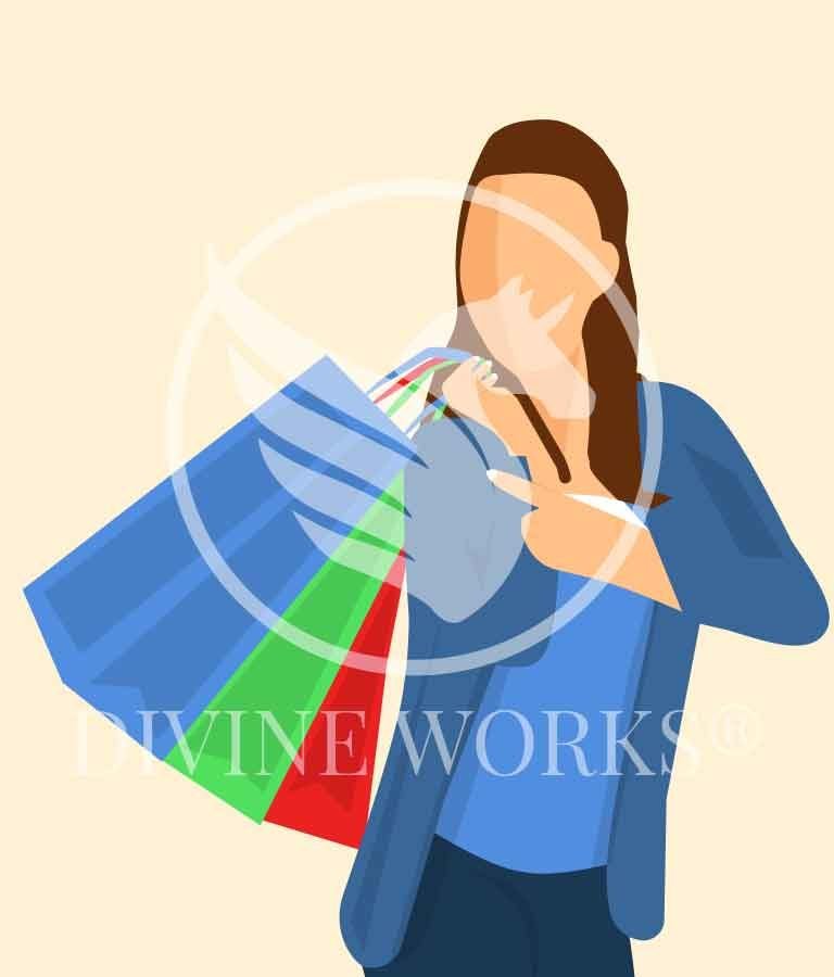 Free Adobe Illustrator Shopping Girl Vector Illustration by Divine Works
