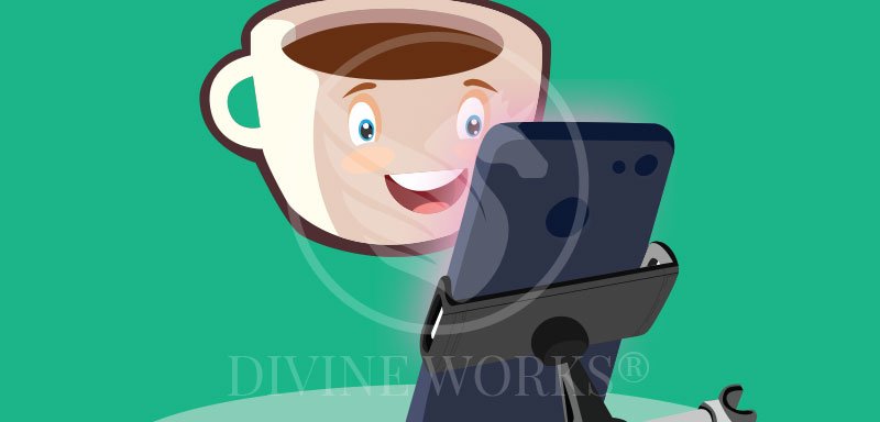 Free Adobe Illustrator Tea Cup With Mobile Vector Illustration by Divine Works