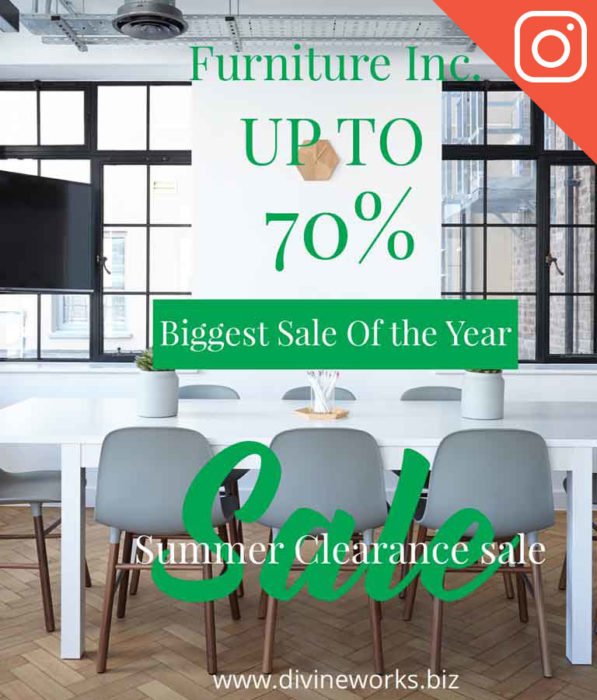 Free Furniture Sale Instagram Post Template by Divine Works