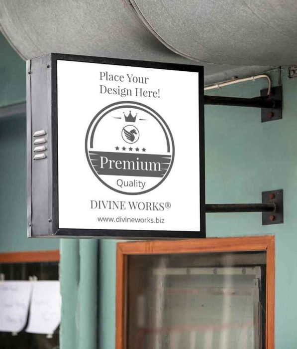 Free Hanging Wall Sign Mockup by Divine Works