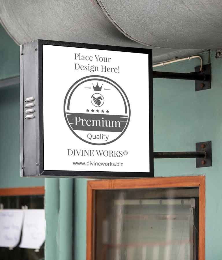 Free Hanging Wall Sign Mockup by Divine Works