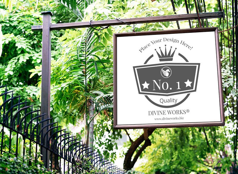 Free Pole Hanging Signboard Mockup by Divine Works