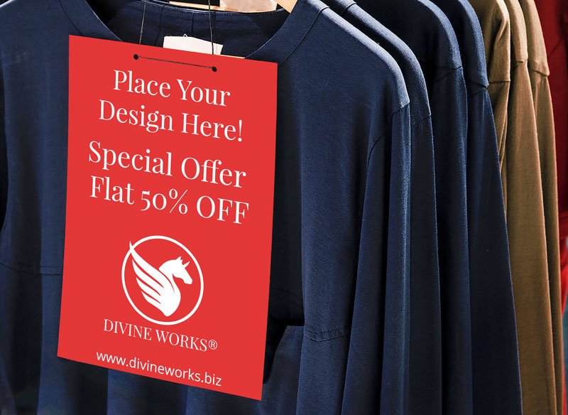 Free T-Shirt Sale Label Mockup by Divine Works