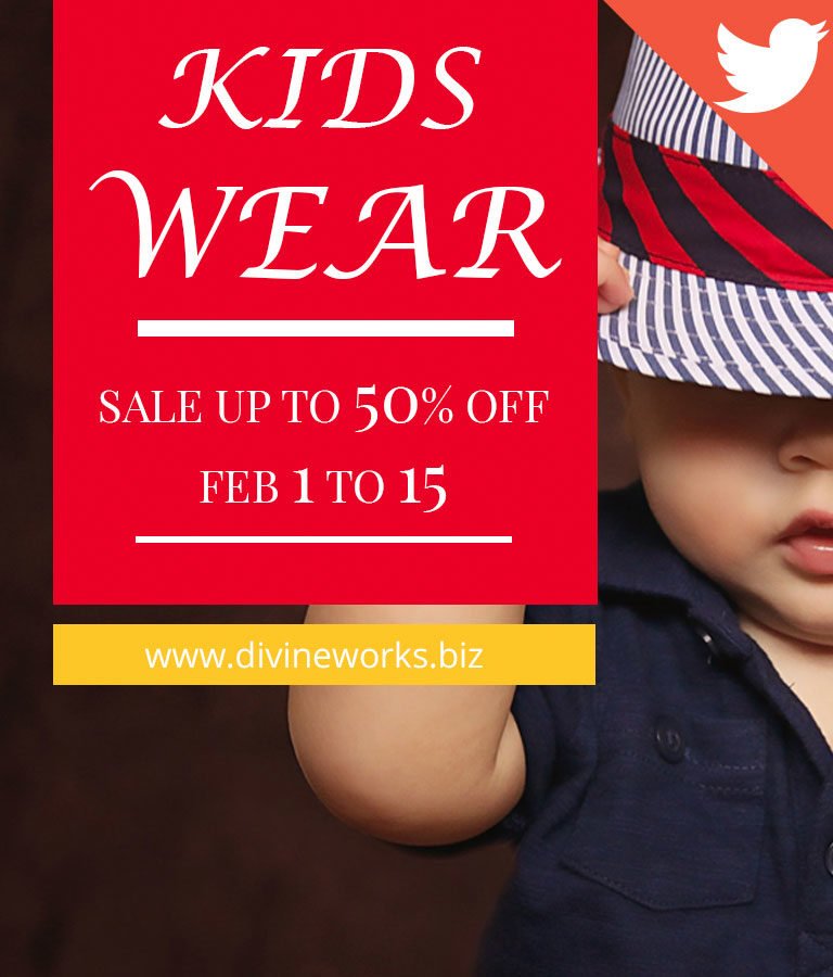 Free Kids Wear Twitter Post Template by Divine Works