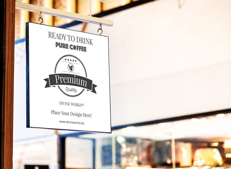 Free Hanging Shop Signage Mockup by Divine Works