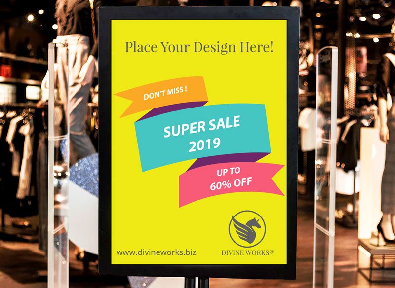 Free Shop Outside Board Mockup by Divine Works