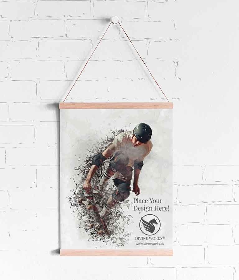 Free Wall Hanging Poster Mockup by Divine Works