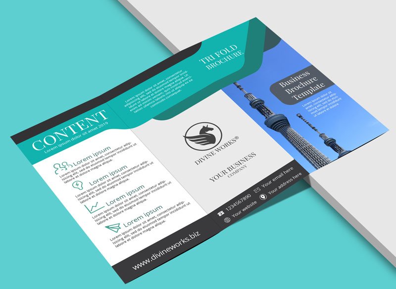 Free Tri Fold Brochure Mockup by Divine Works