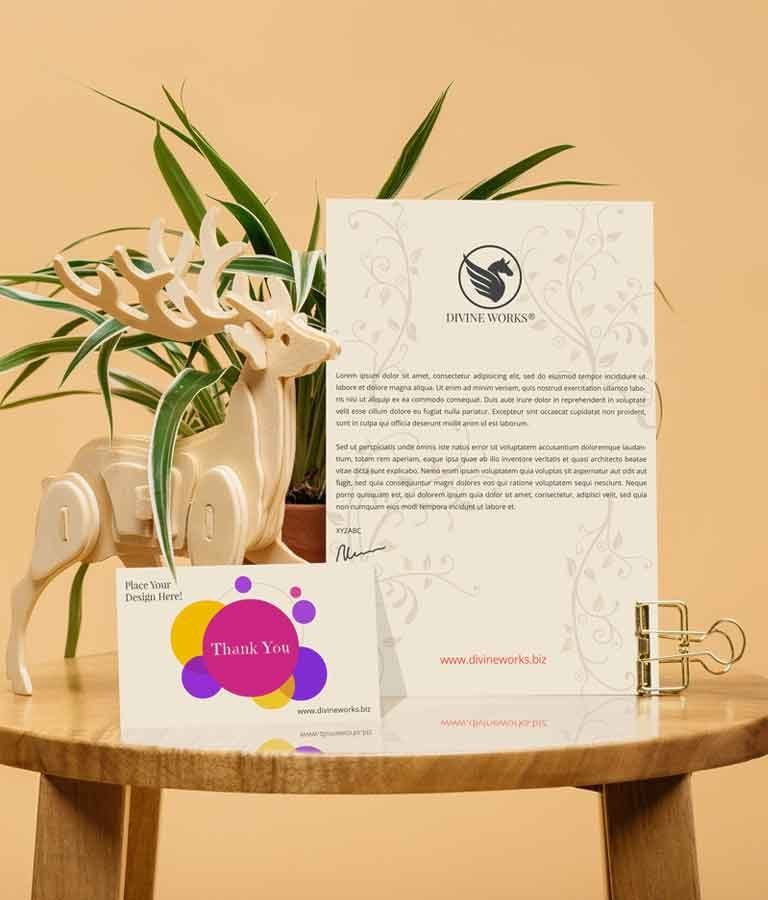 Free Greeting Card With Letterhead Mockup by Divine Works