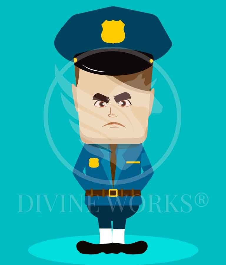 Free Adobe Illustrator Angry Policeman Vector Illustration by Divine Works