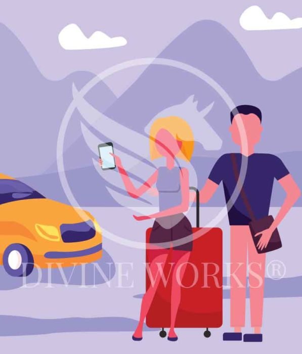 Free Adobe Illustrator Couple Tourists Vector Illustration by Divine Works