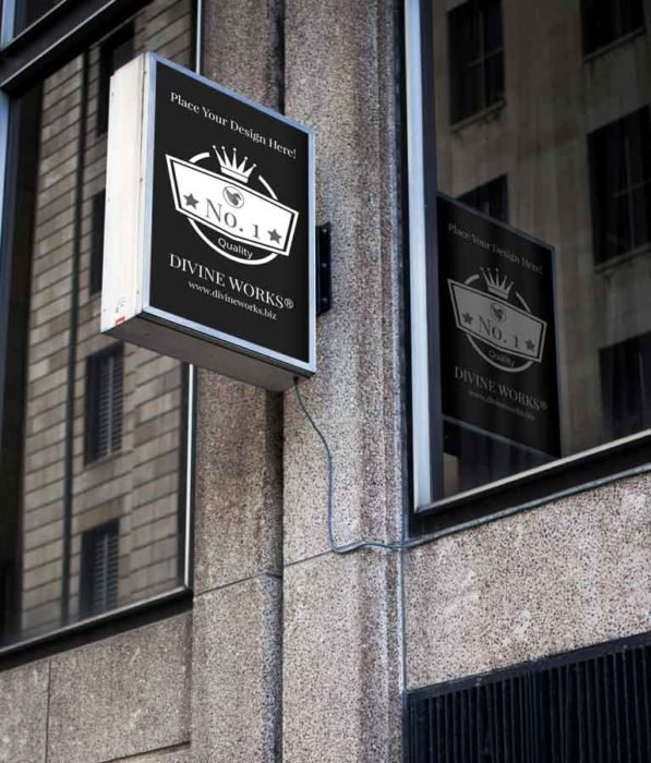 Free Hanging Wall Signage Mockup by Divine Works