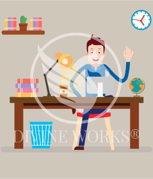 Free Adobe Illustrator Happy Working Man Vector Illustration by Divine Works