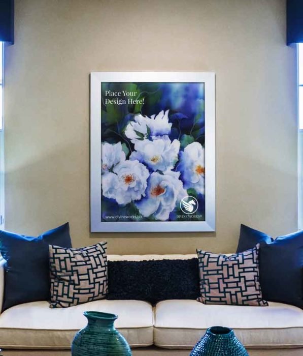 Free Living Room Poster Mockup by Divine Works