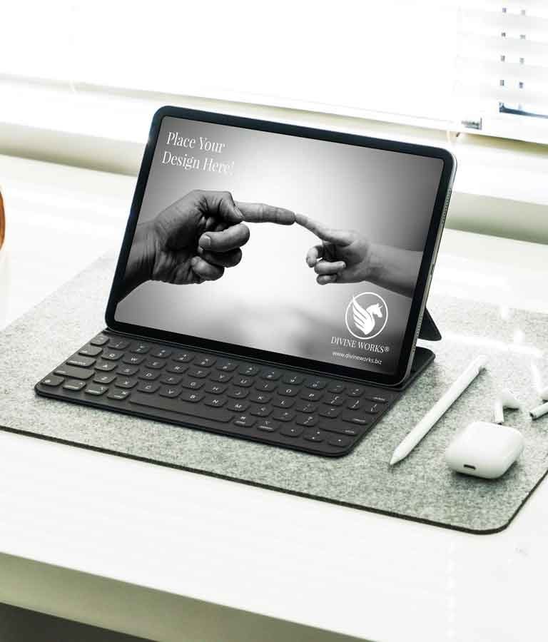 Free iPad Pro With KeyBoard Mockup by Divine Works