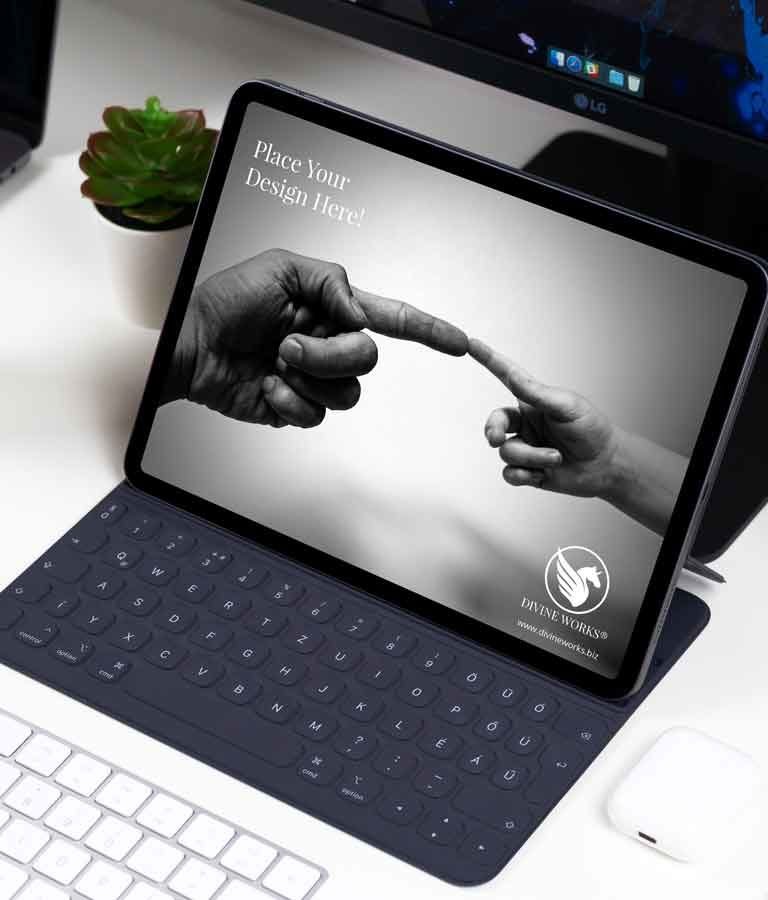 Free iPad Pro With Keyboard Mockup by Divine Works
