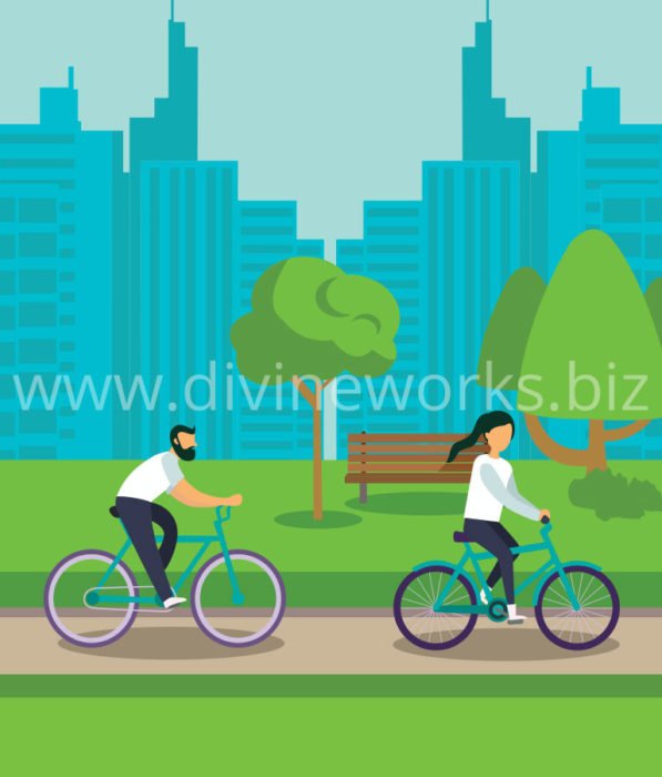 Free Adobe Illustrator Cycling Couple Vector Illustration by Divine Works
