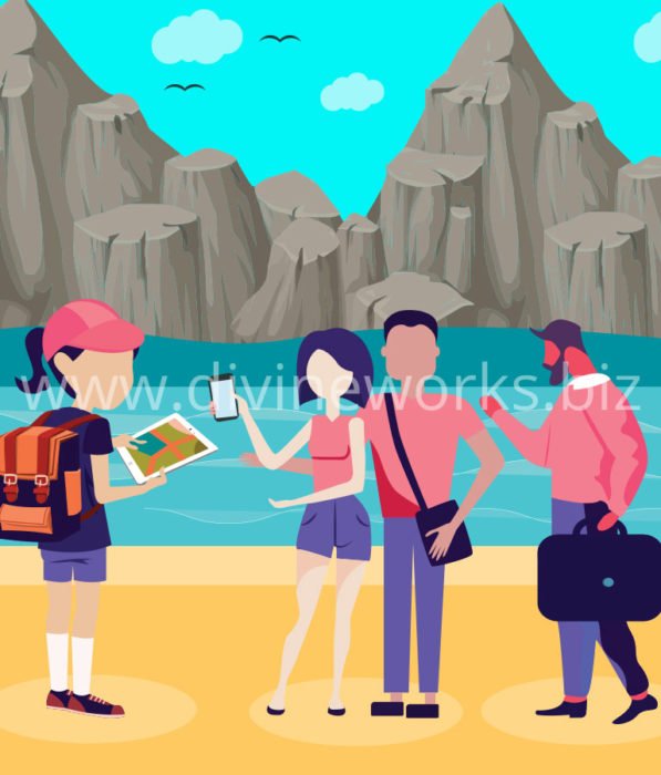 Free Adobe Illustrator Friends Traveling Vector Illustration by Divine Works