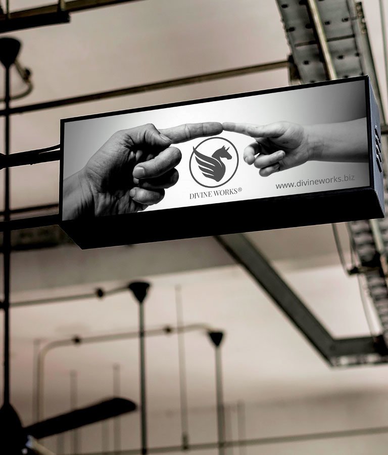 Free Hanging Wall Signage Mockup by Divine Works