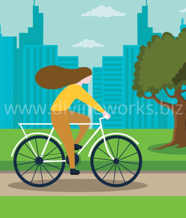 Download Free Cycling Girl Vector Art