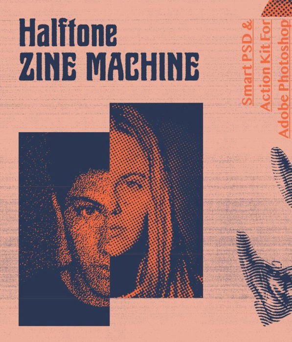 Halftone Zine Machine PSD + Action
