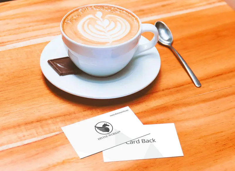 Download Business Card with Coffee Cup Mockup by Divine Works
