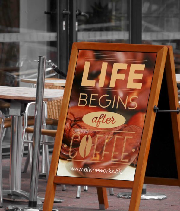 Download Free Cafeteria Sign Board Mockup by Divine Work