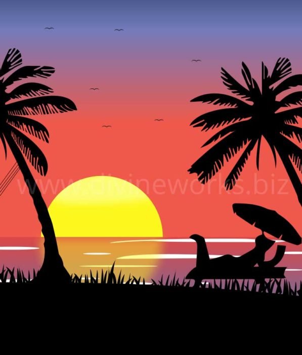 Download Free Night Beach Scene Vector by Divine Works