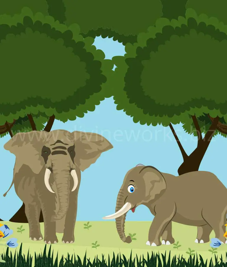 Download Free Cartoon Elephants Vector Illustration by Divine Works