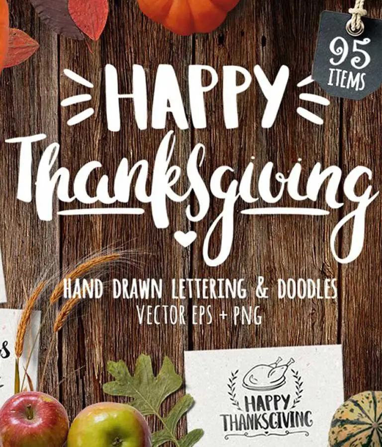 Thanksgiving Day Lettering & Clipart