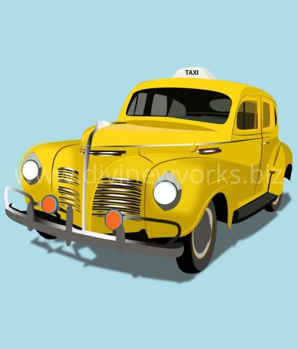Download Free Vintage Taxi Vector Illustration by Divine Works