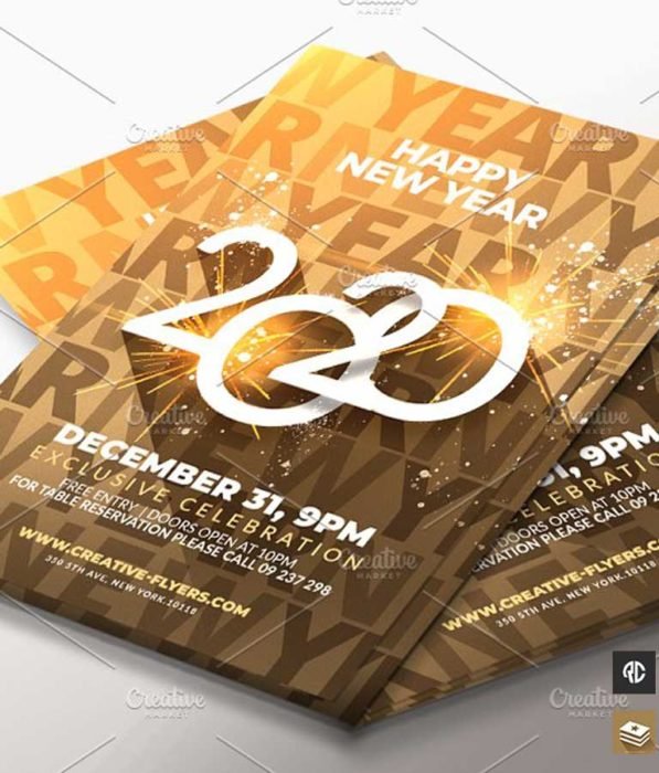 Gold New Year Flyer Template
