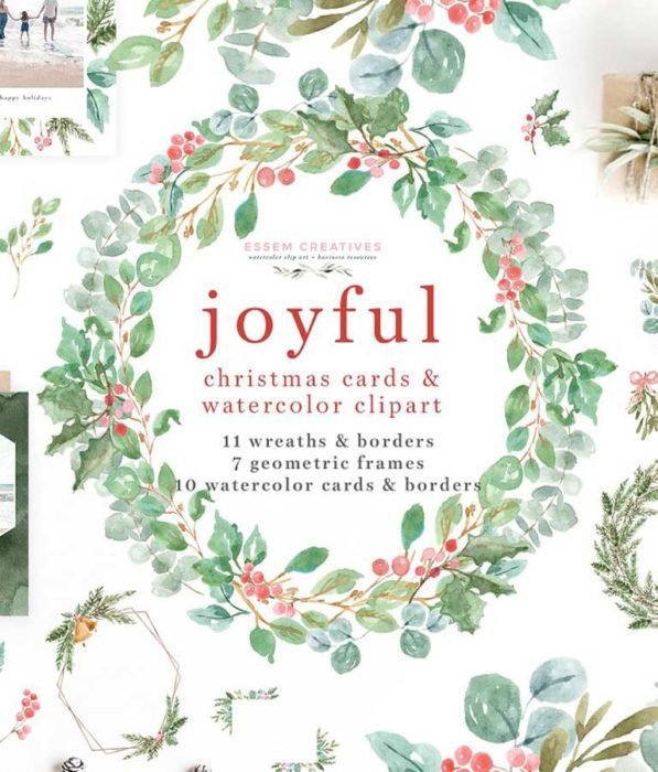 Watercolor Christmas Card Clipart