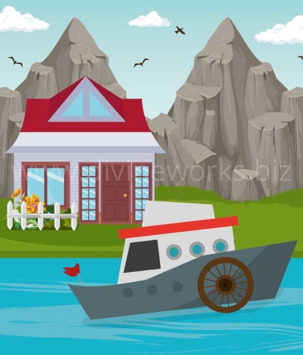 Download Free River House Vector Art by Divine Works
