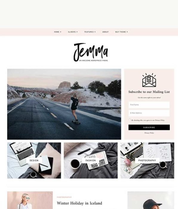 WordPress Theme, Feminine, Jemma