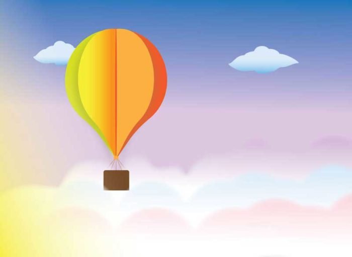 Balloon in Clouds Vector Illustration