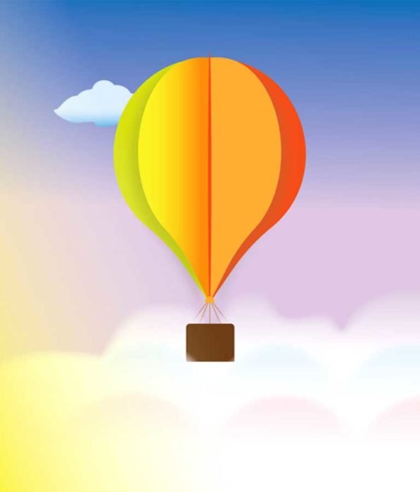 Balloon in Clouds Vector Illustration