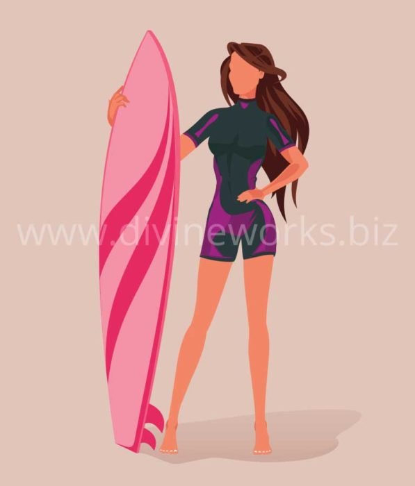 Download Free Surfer Girl in Swimming Vector by Divine Works