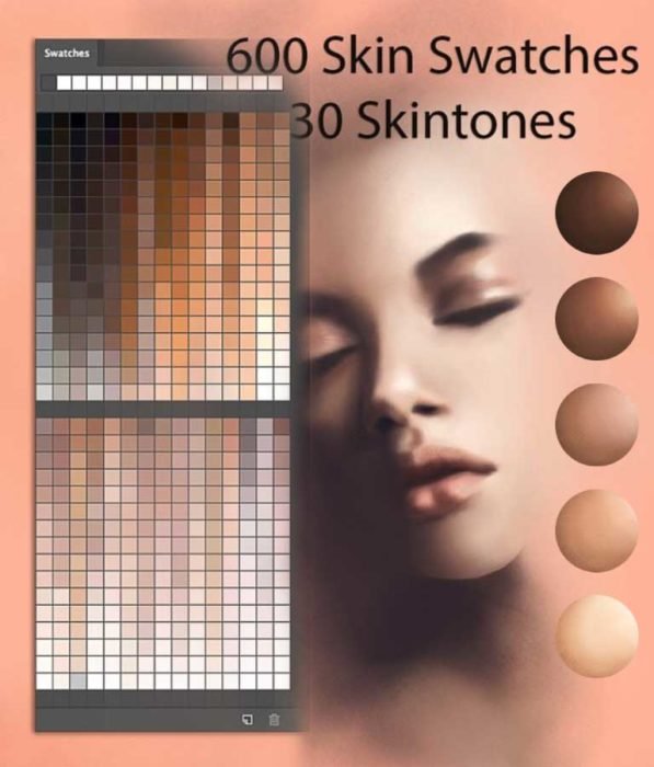 600 Skin Swatches For Photoshop and Illustrator
