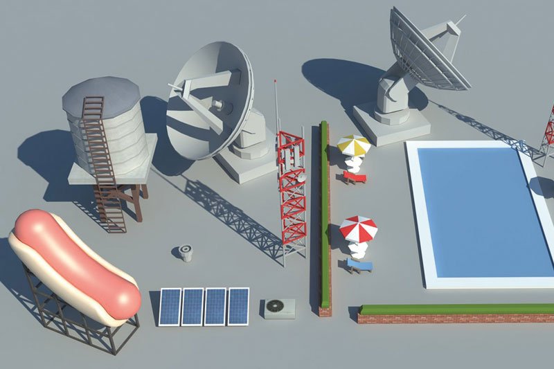 Low poly 3D Cartoon City Modular