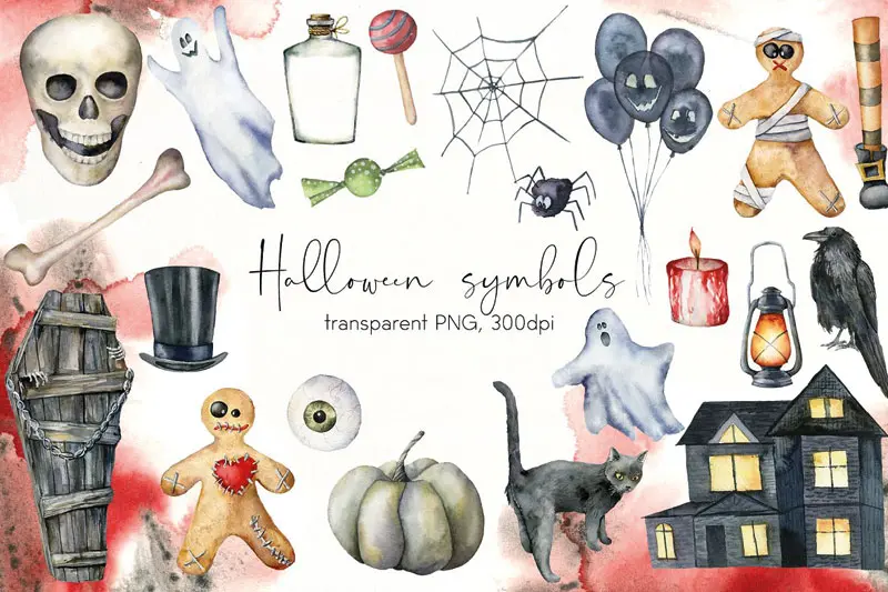 Happy Halloween Night Watercolor
