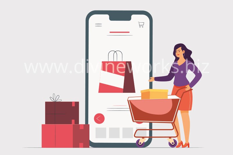 Download Free Online Mobile Shopping Vector Illustration by Divine Works