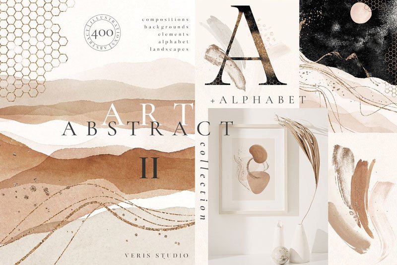 Abstract Modern Watercolor Shapes II