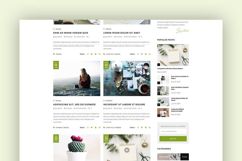 Modern Blog WordPress Theme - Arimo