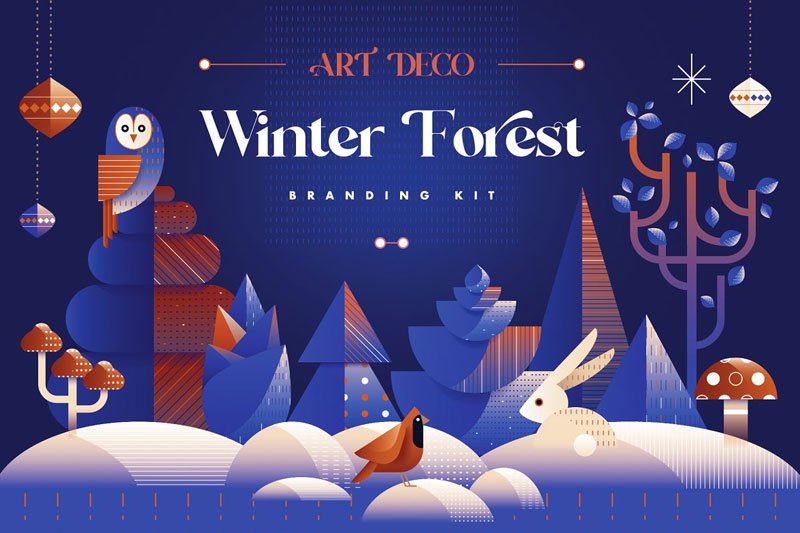 Art Deco Winter Forest Branding Kit