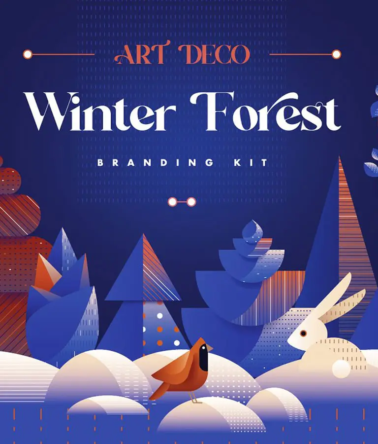 Art Deco Winter Forest Branding Kit