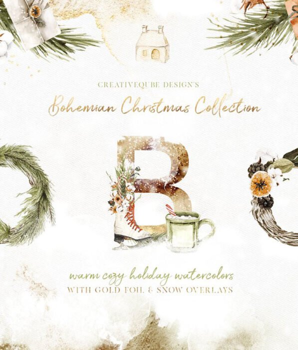 Bohemian Christmas Watercolor Set
