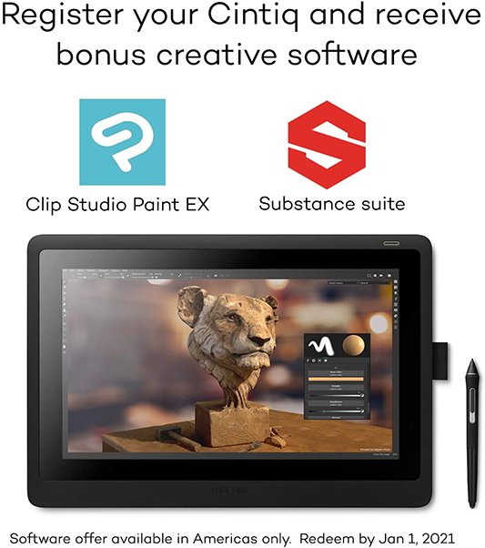 Wacom DTK1660K0A Cintiq 16 Drawing Tablet with Screen